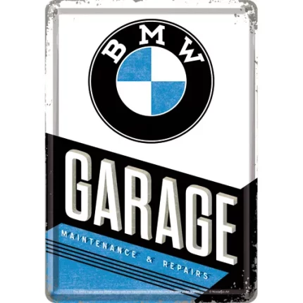 Blech Postkarte BMW Garage Metall geprägt