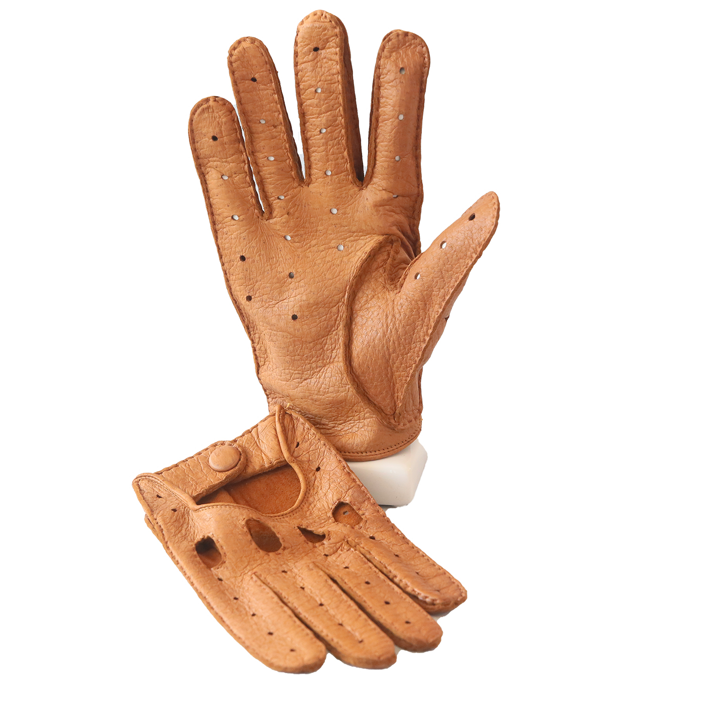 Peccary Vollfinger Handschuh in gold braun