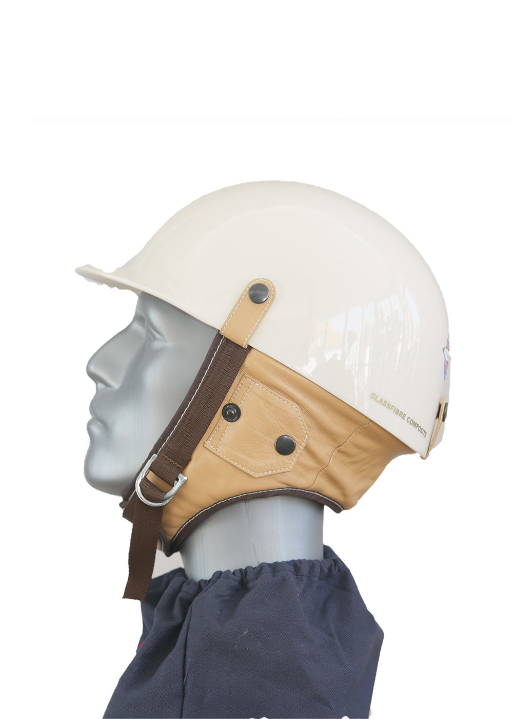 Oldtimer Helm in glanz Beige mit Nappa Leder